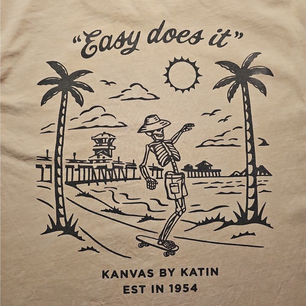 Katin Easy Does It Skeleton Skateboard Tee Men's S Organic Cotton Surf Skater